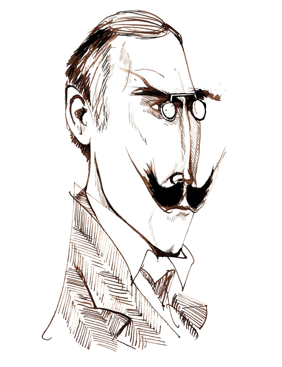 Knut Hamsun - karikatuur door Neale Osborne
