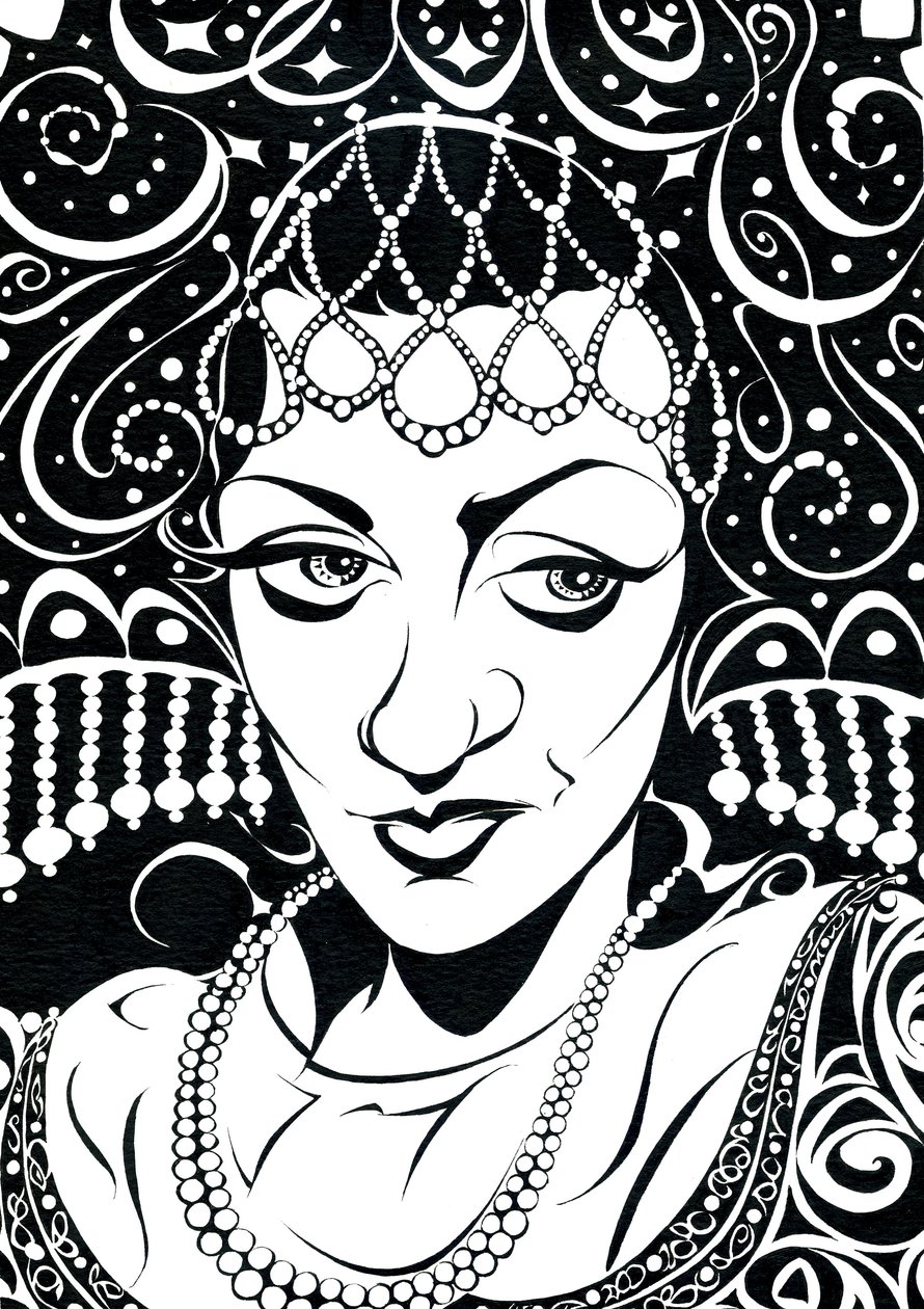 Olga Borodina - karikatuur van de Russische operazangeres (mezzosopraan) door Neale Osborne