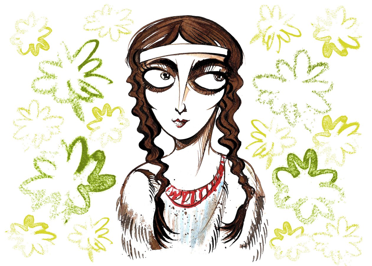 Pocahontas, inheemse Amerikaanse prinses en volksheldin, persoonlijke naam Matoaka, geboren nabij de koloniale nederzetting Jamestown, Virginia door Neale Osborne
