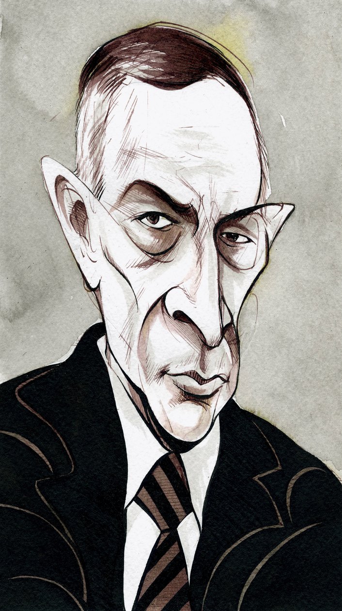 Sergei Rachmaninov - karikatuur van de Russische componist door Neale Osborne