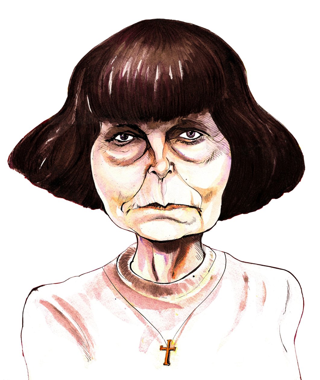 Sofia Goebaidoelina, Russische componist, kleur inkt karikatuur door Neale Osborne
