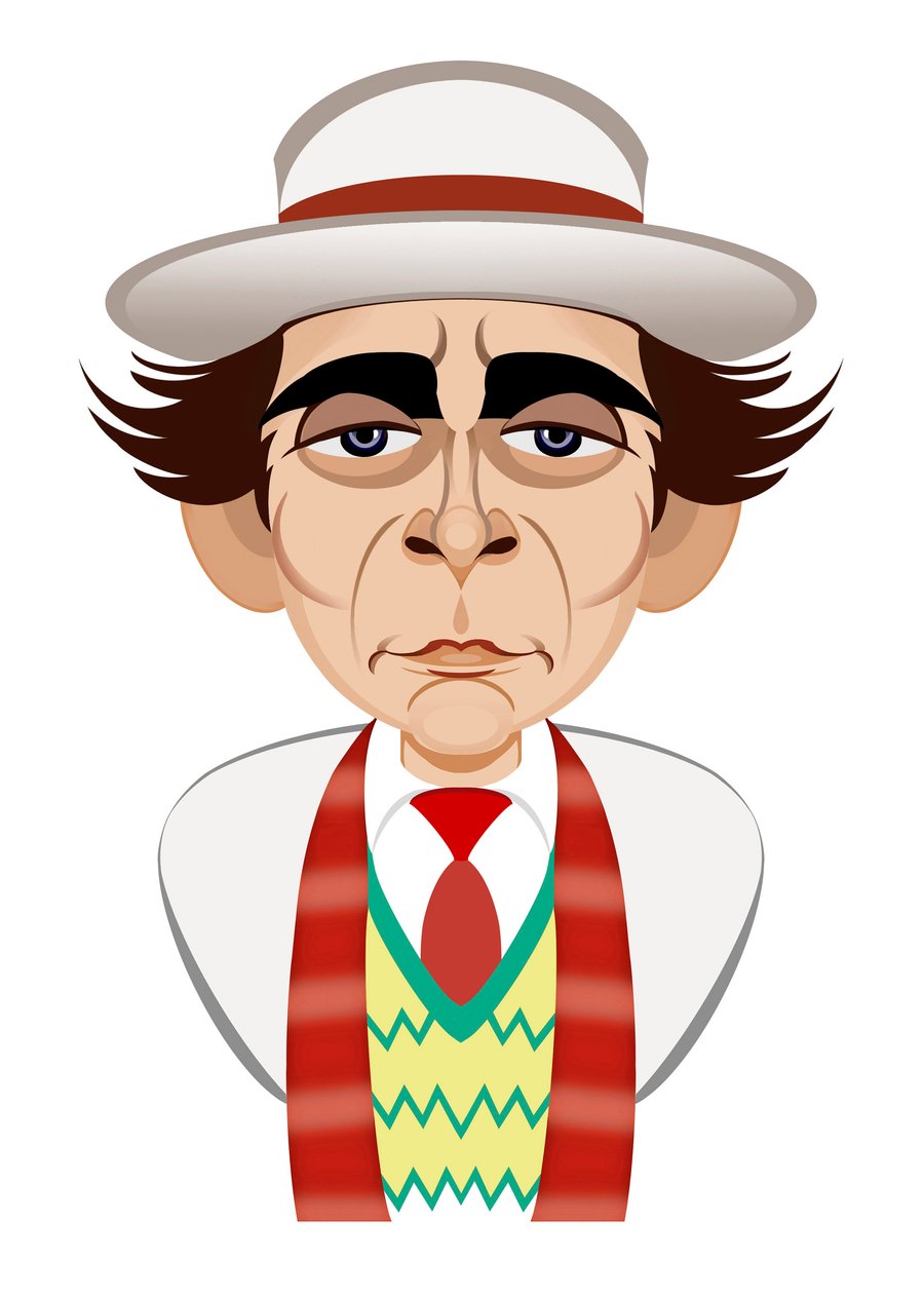 Sylvester McCoy als Doctor Who - karikatuur door Neale Osborne