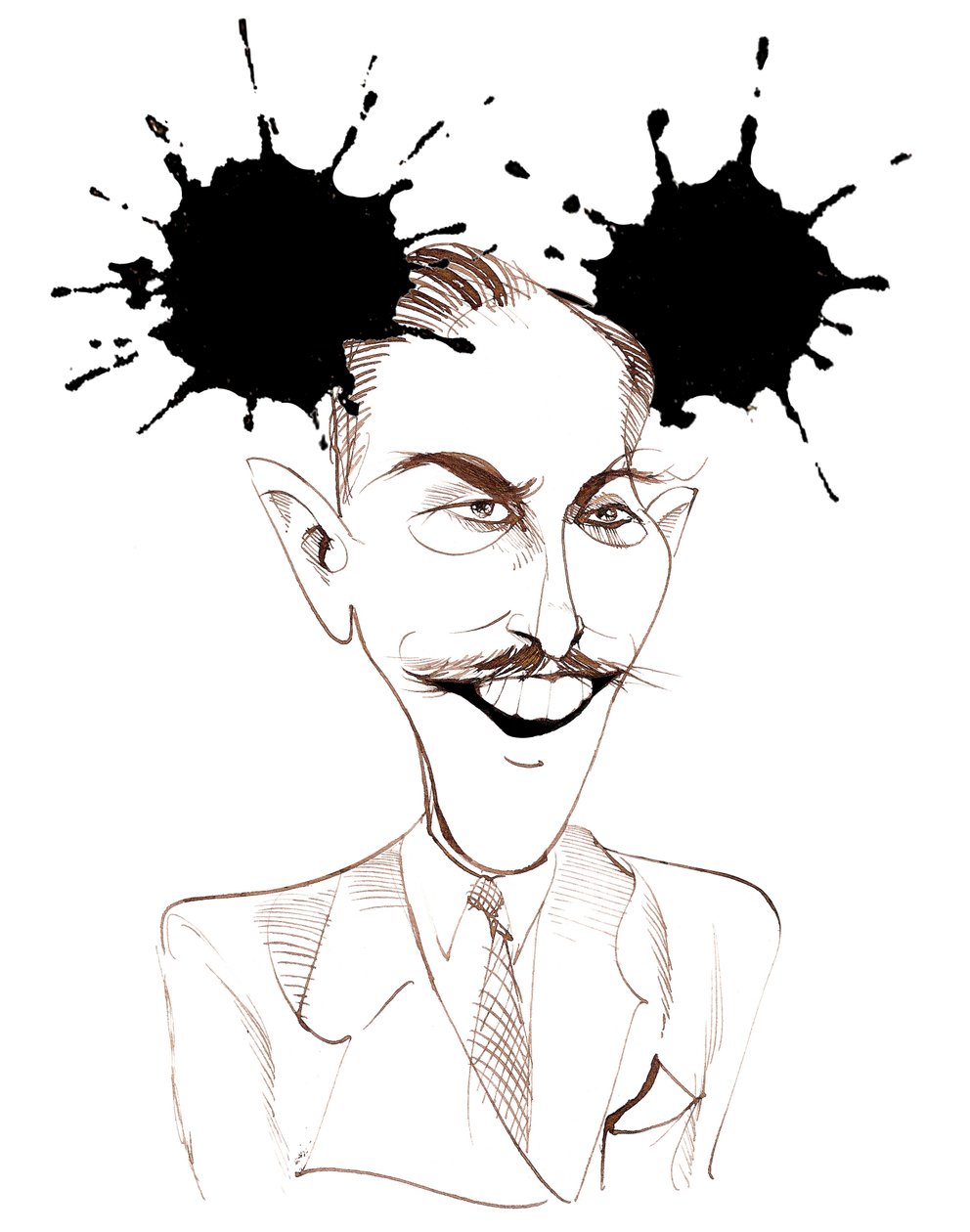 Walt Disney, Amerikaanse filmproducent, zakenmagnaat, cartoonist en animator; gekarikaturiseerd met Mickey Mouse door Neale Osborne