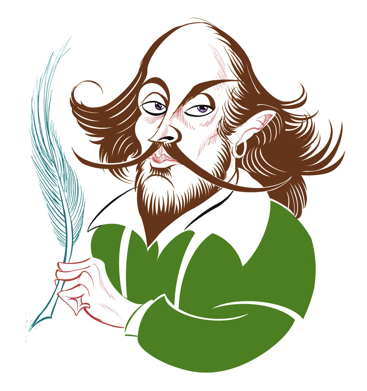 William Shakespeare - kleurenkarikatuur door Neale Osborne