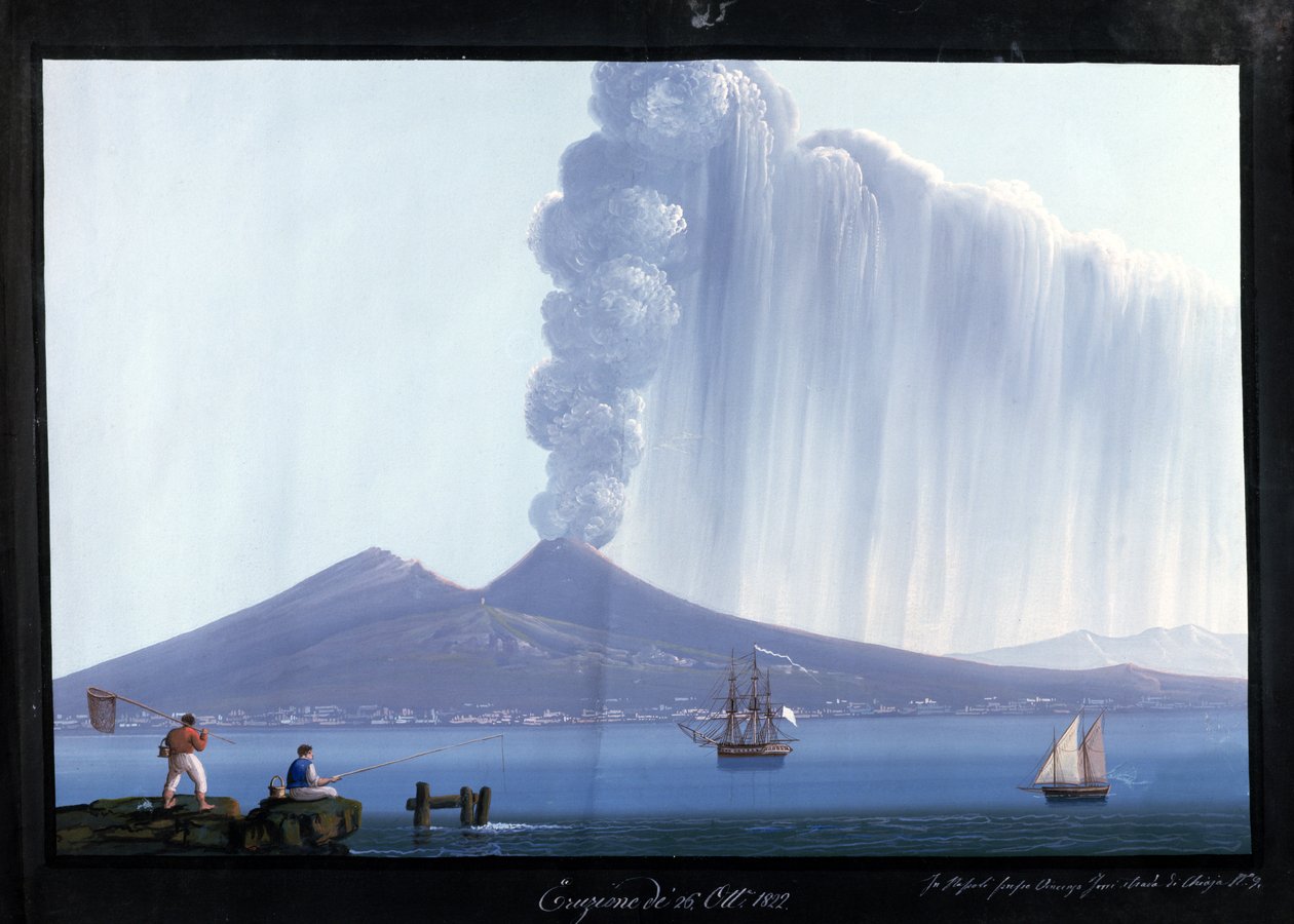 Napels: Vesuvius uitbarstend, 26 oktober 1822 door Neapolitan School