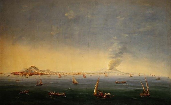 De haven van Napels door Neapolitan School