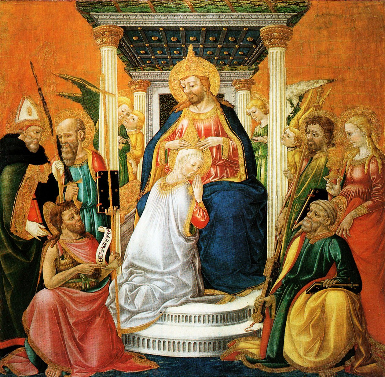 Kroning van de Maagd, tempera op paneel gedateerd 1476 en 1481, werk van Neri di Bicci door Neri di Bicci  
