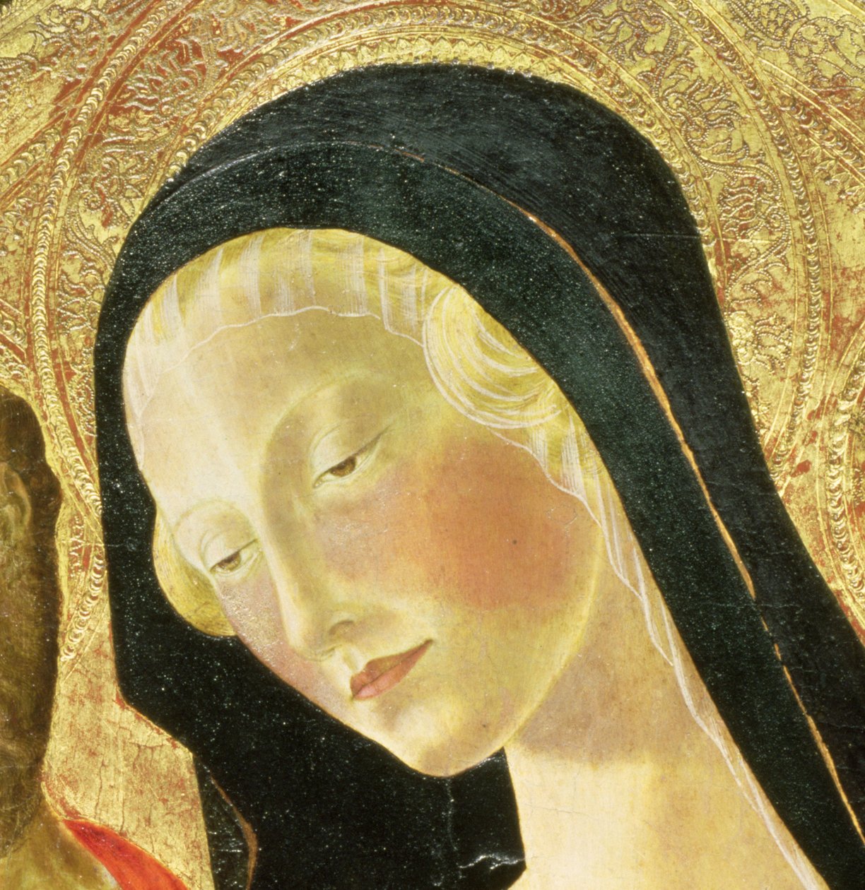 Madonna en Kind (detail) door Neroccio di Landi
