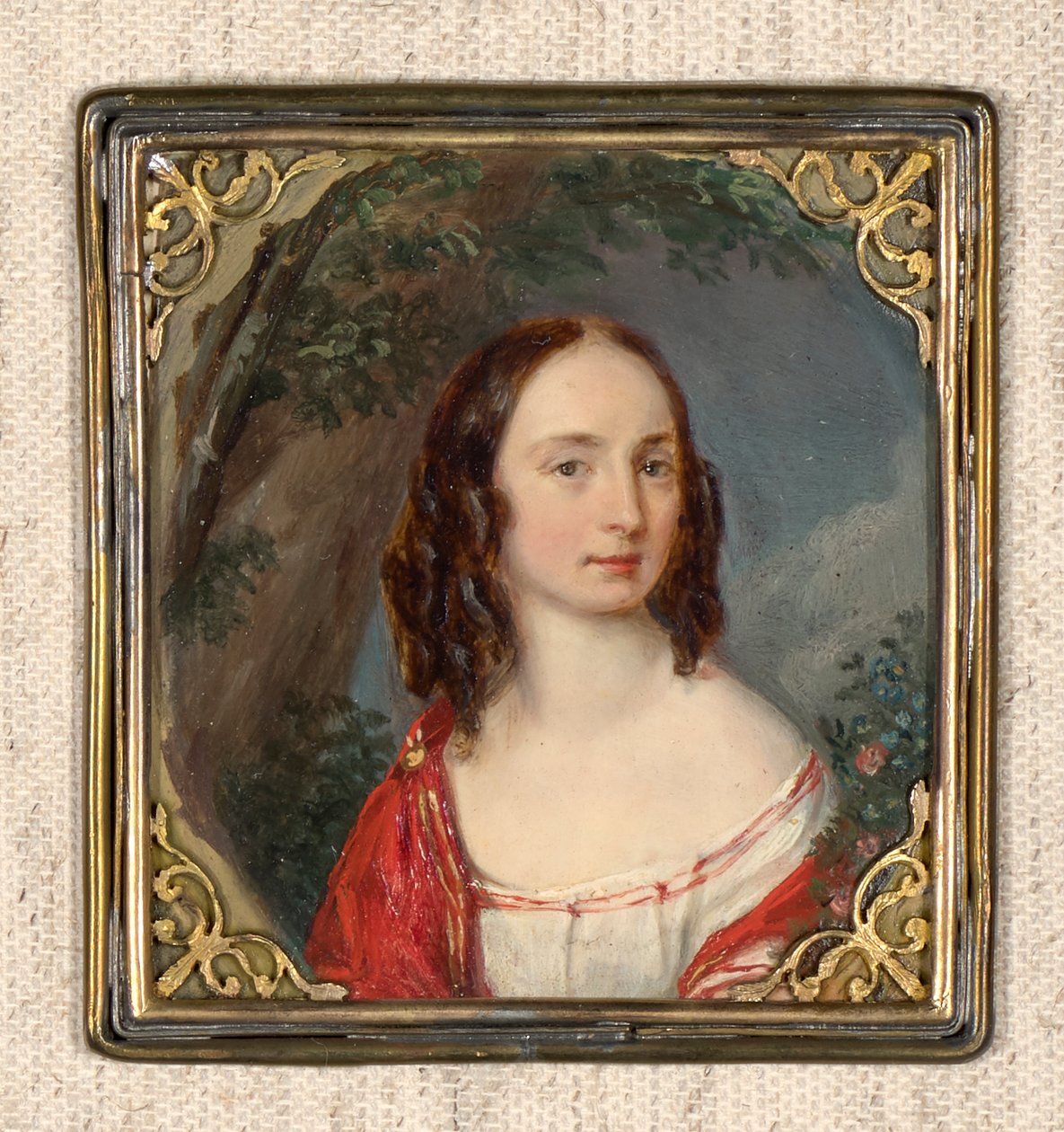 Portret van een dame met krullend haar door Leopold Blonder