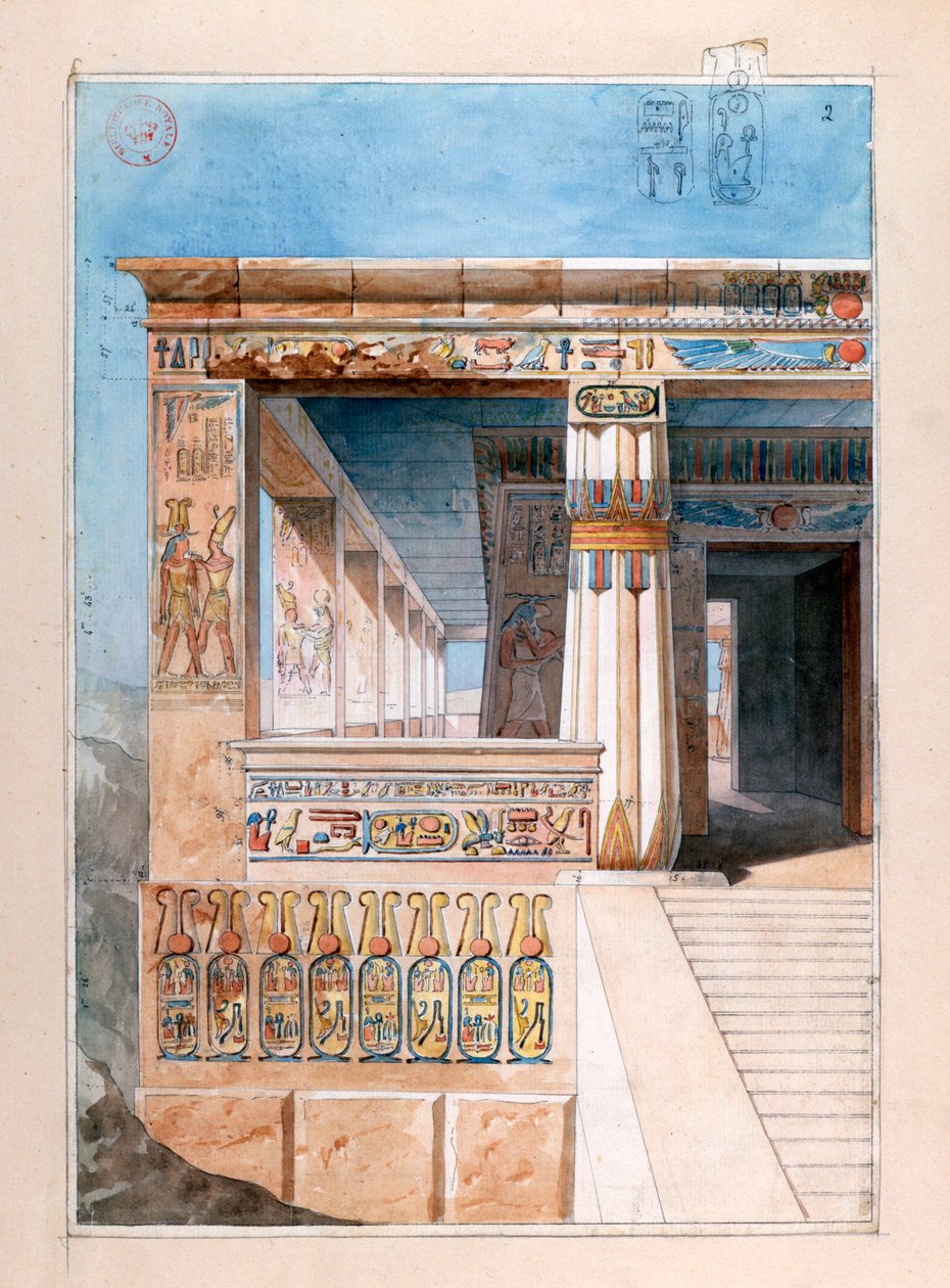 Oud Egyptische tempel, 19e eeuw door Nestor l