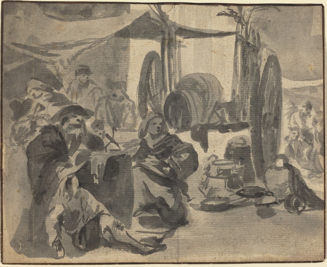 Marktscène door Netherlandish 17th Century