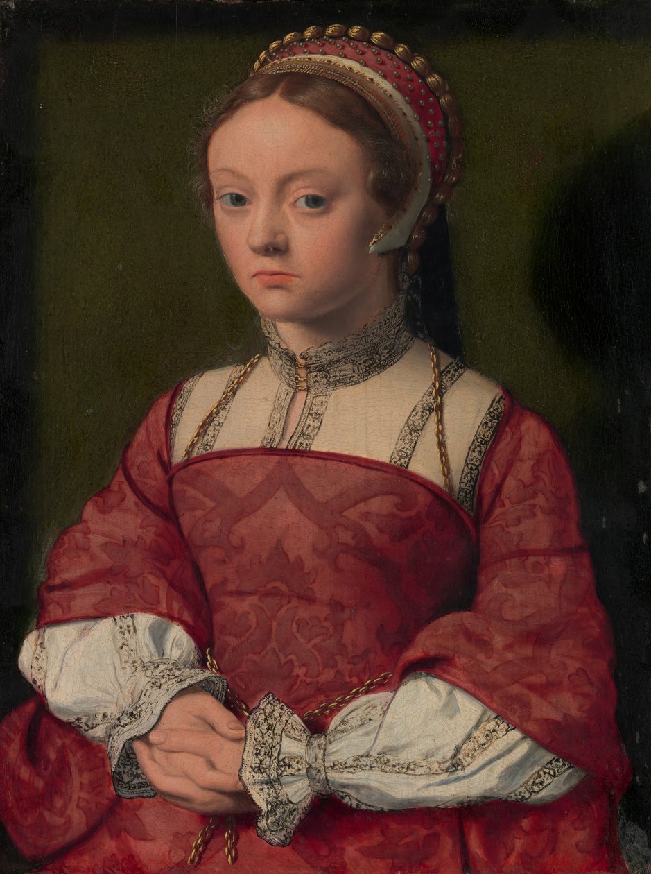 Portret van een jonge vrouw door Netherlandish Painter