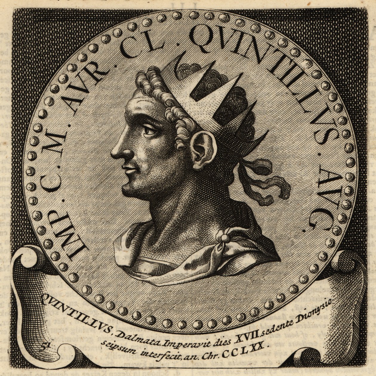Portret van Romeinse keizer Quintillus door Netherlandish School