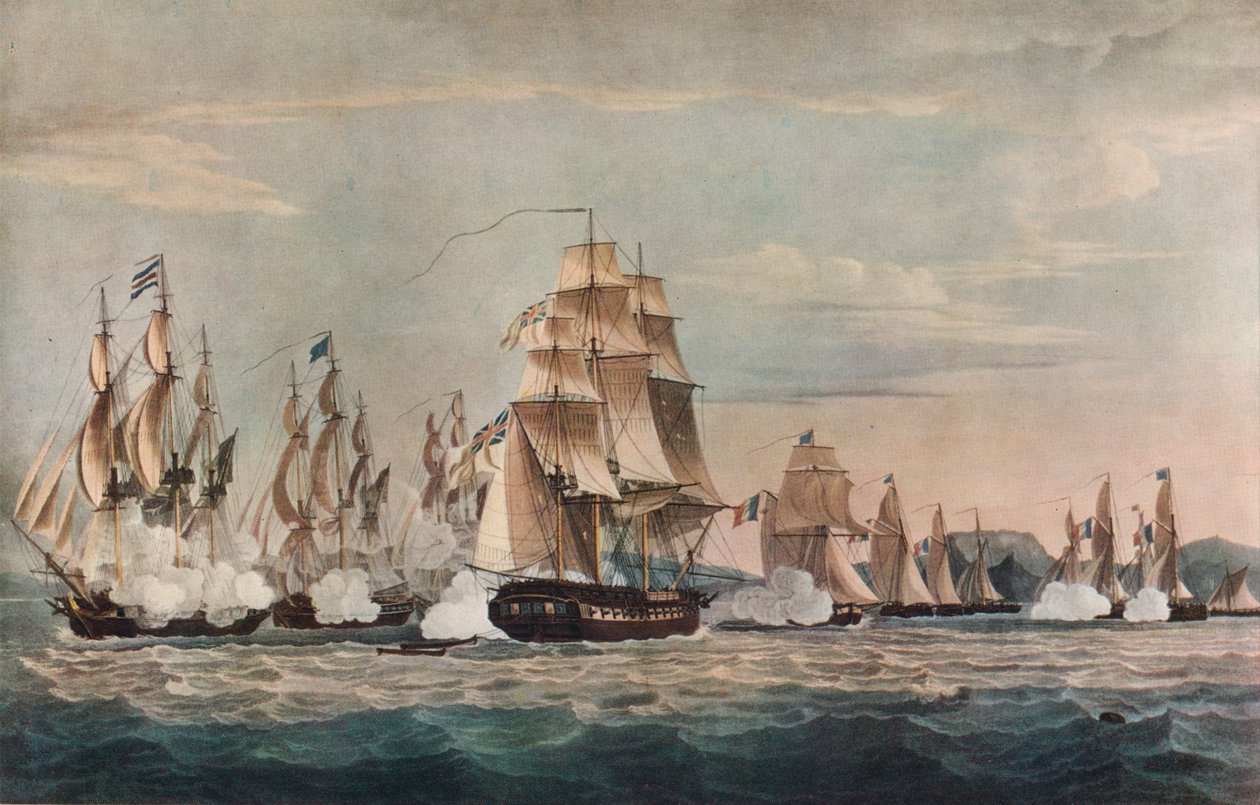 Verovering van de Sparvière, ca. 1811 door Nicholas Pocock