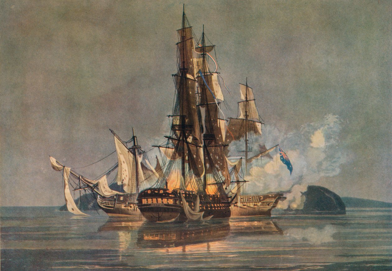 De laatste Frans-Britse fregatactie, ca. 1815 door Nicholas Pocock