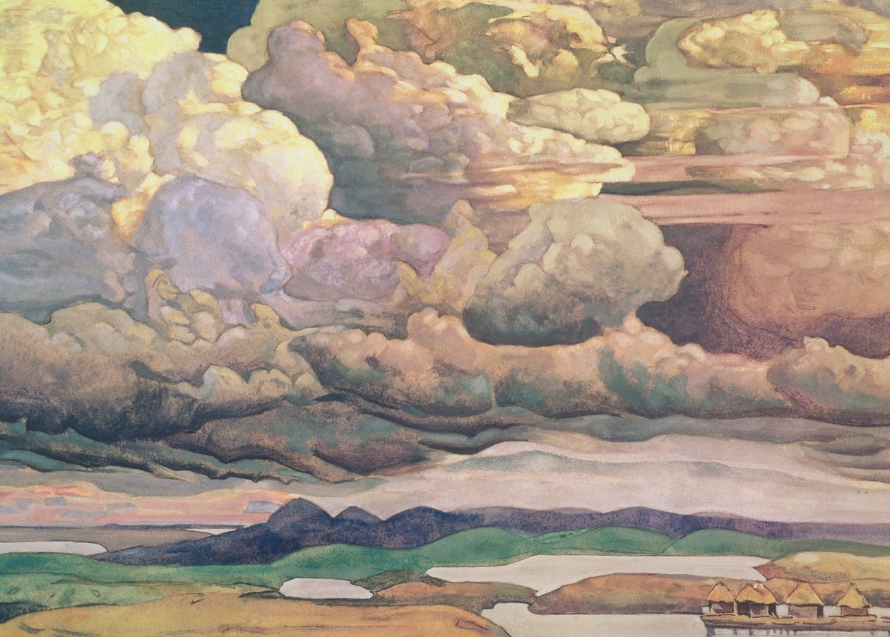 Landschap met lucht, 1912 door Nicholas Roerich