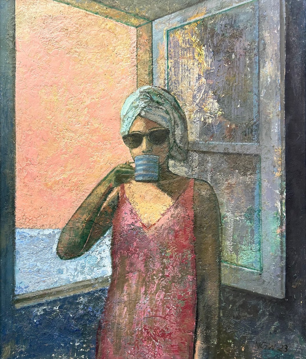 Americano, 2023-23 (olieverf op board) door Nick Williams