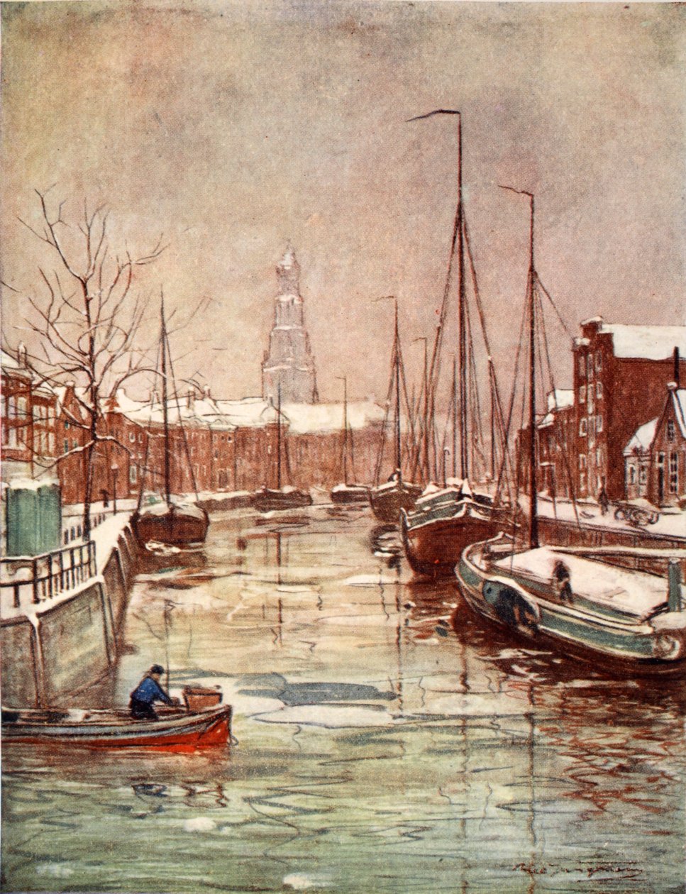 Een Groningen Kanaal in de Vroege Winter, 1904 door Nico Jungman