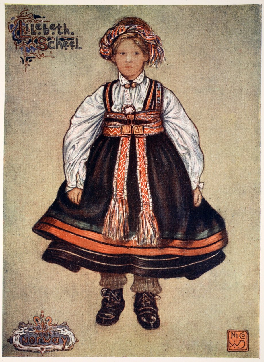 Een klein Saetersdalen boerenmeisje, 1905 door Nico Jungman