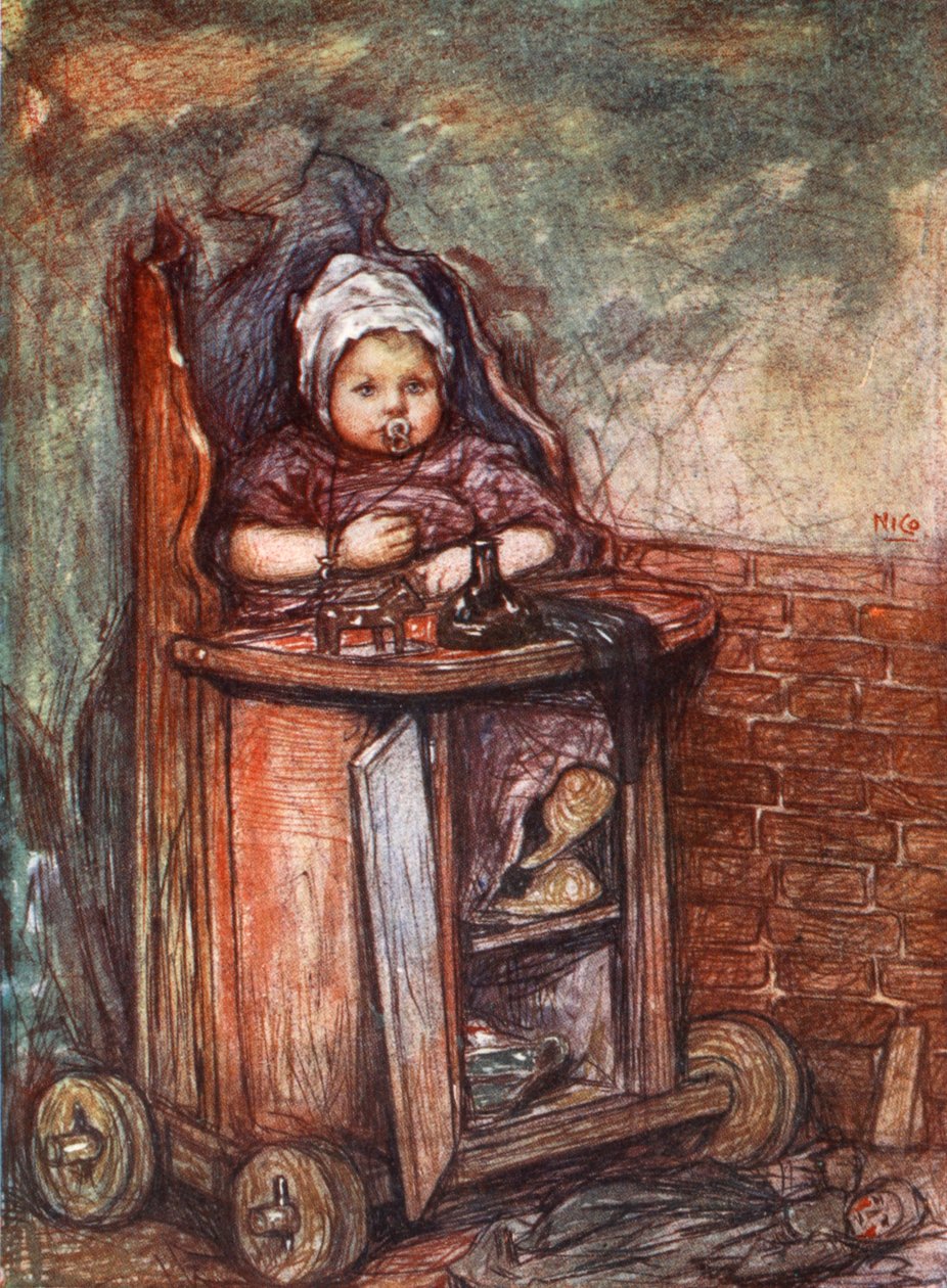 Baby in Stoel, 1904 door Nico Jungman