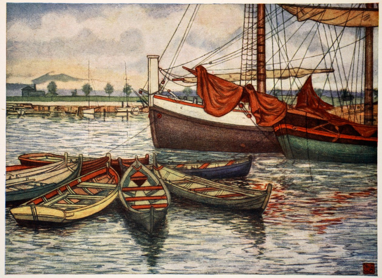 Trondhjem: Oude boten, 1905 door Nico Jungman