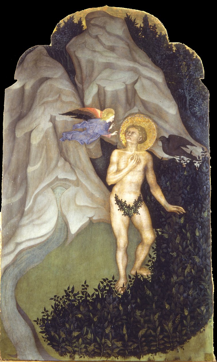 Sint Benedictus Verleid in de Wildernis door Nicolò di Pietro