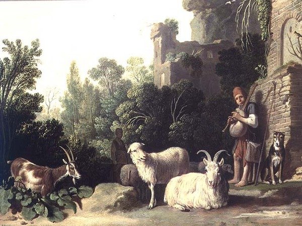 Geitenhoeder die doedelzak speelt door Nicolaes Cornelisz c.1592 1655 Moeyaert