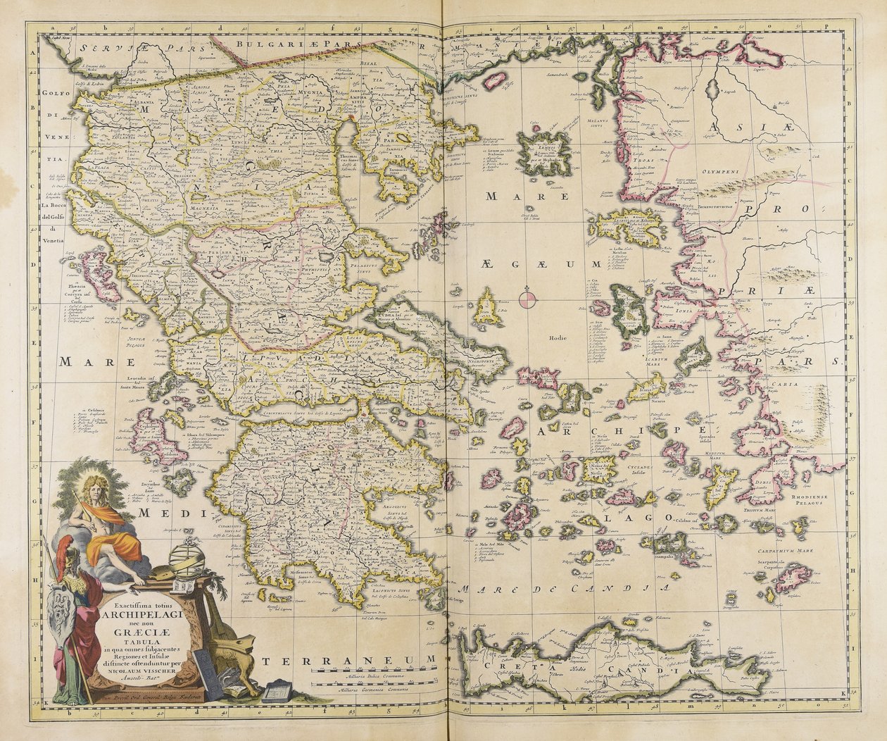 Exactissima totius archipelagi nec non Graeciae tabula in qua omnes subjacentes door Nicolaes Visscher