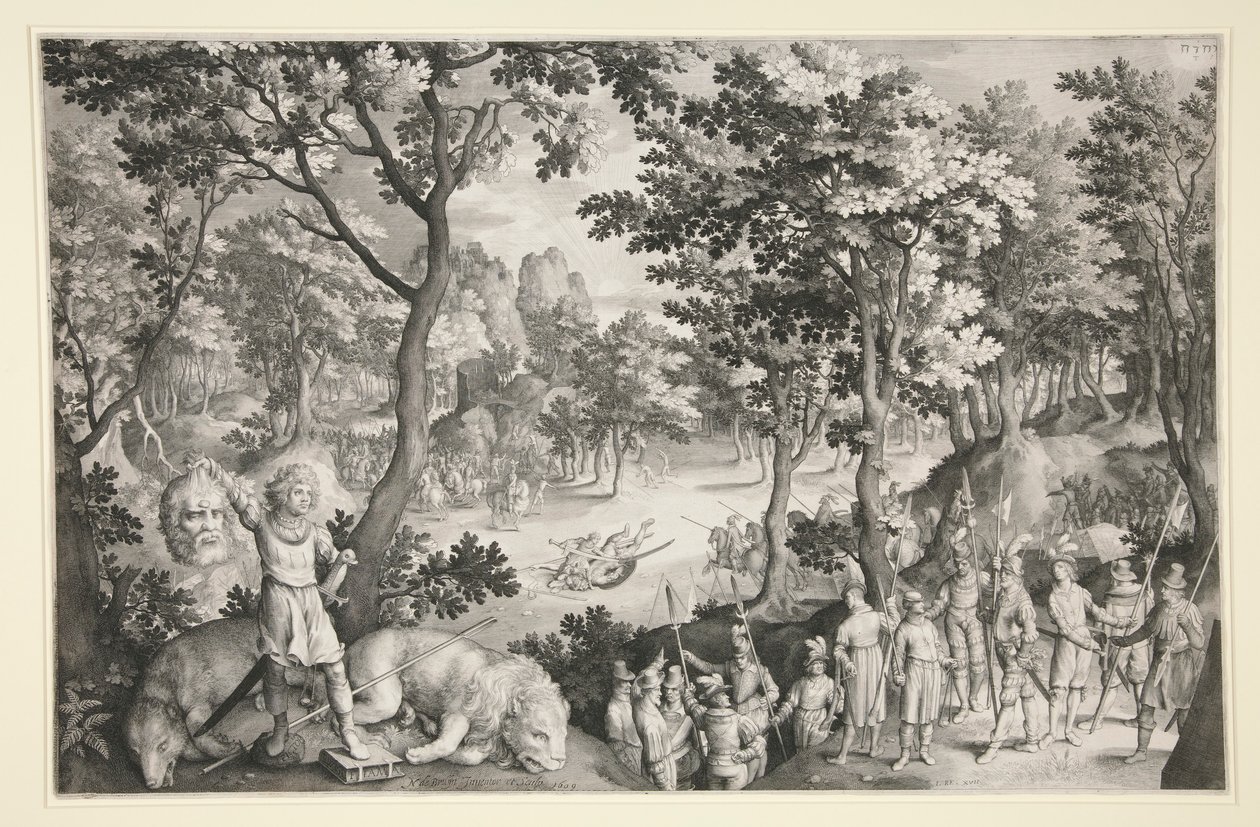 David en Goliath door Nicolaes de Bruyn