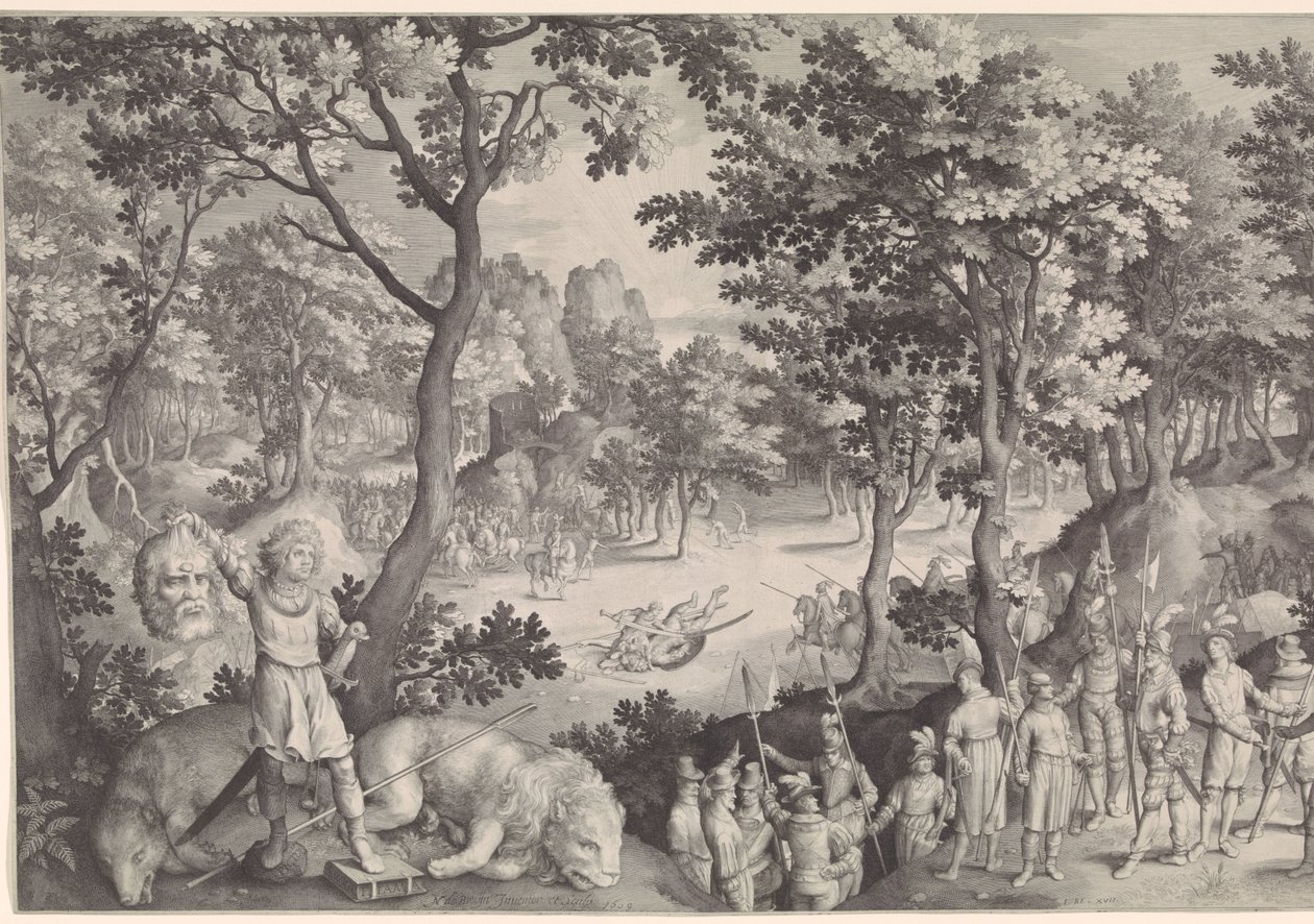 David en Goliat door Nicolaes de Bruyn