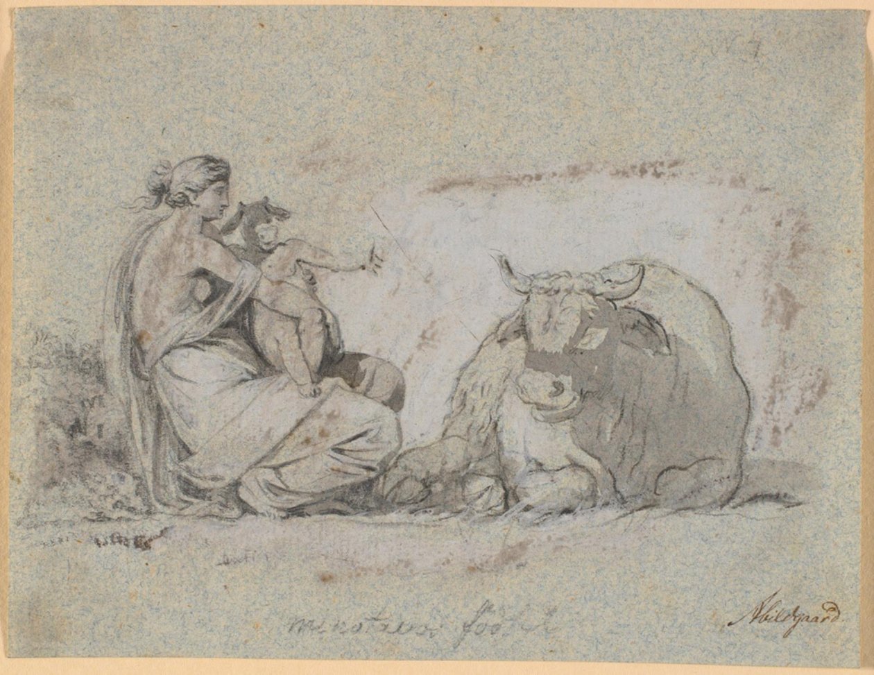 Pasiphaë met de kleine Minotaurus door Nicolai Abildgaard