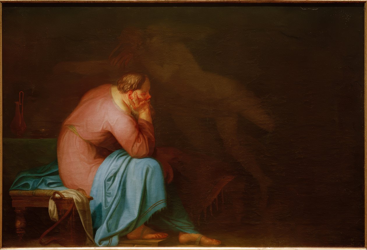 Socrates en zijn demon door Nicolai Abraham Abildgaard