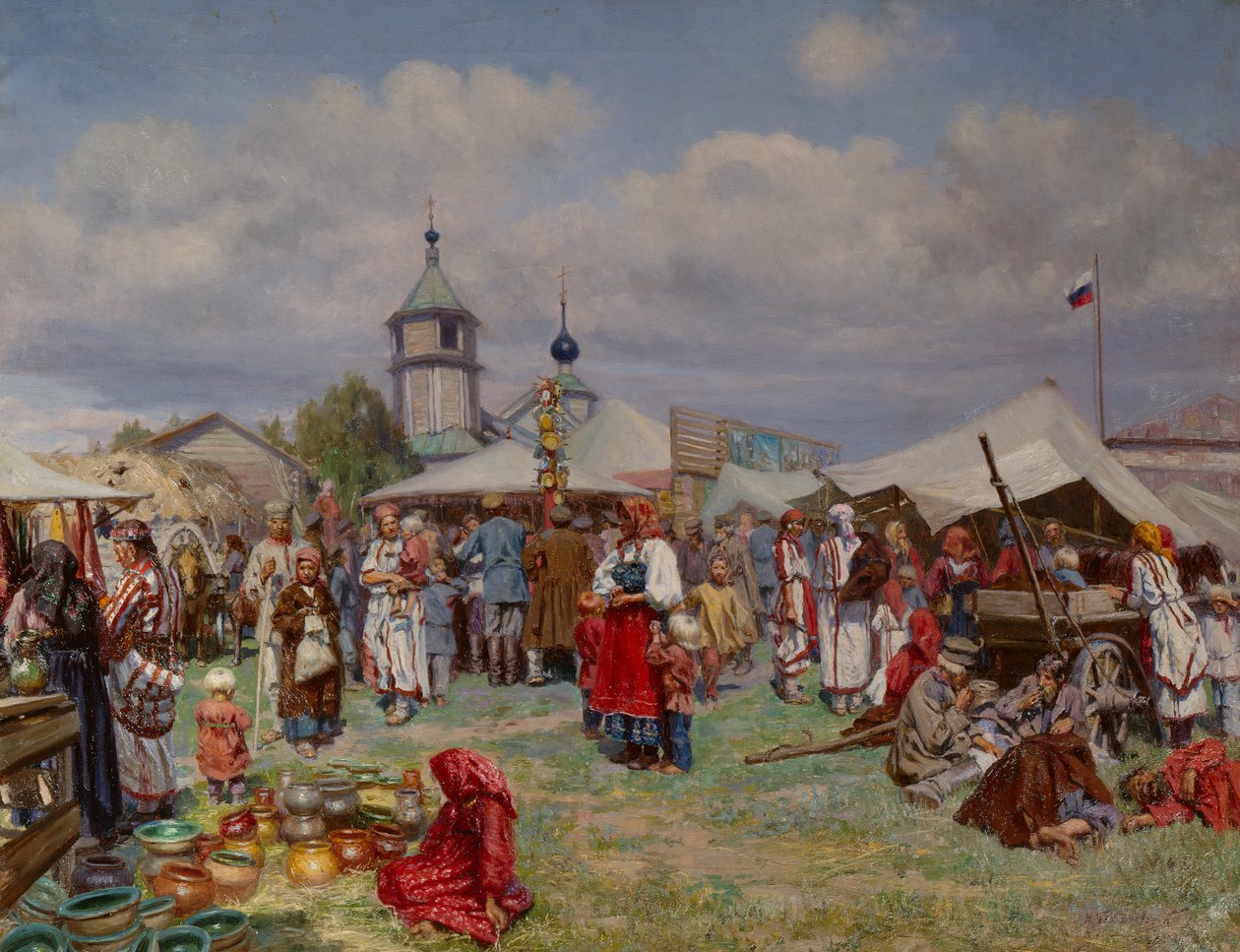 Russische kermis door Nicolai Karlovich Grandkovskii