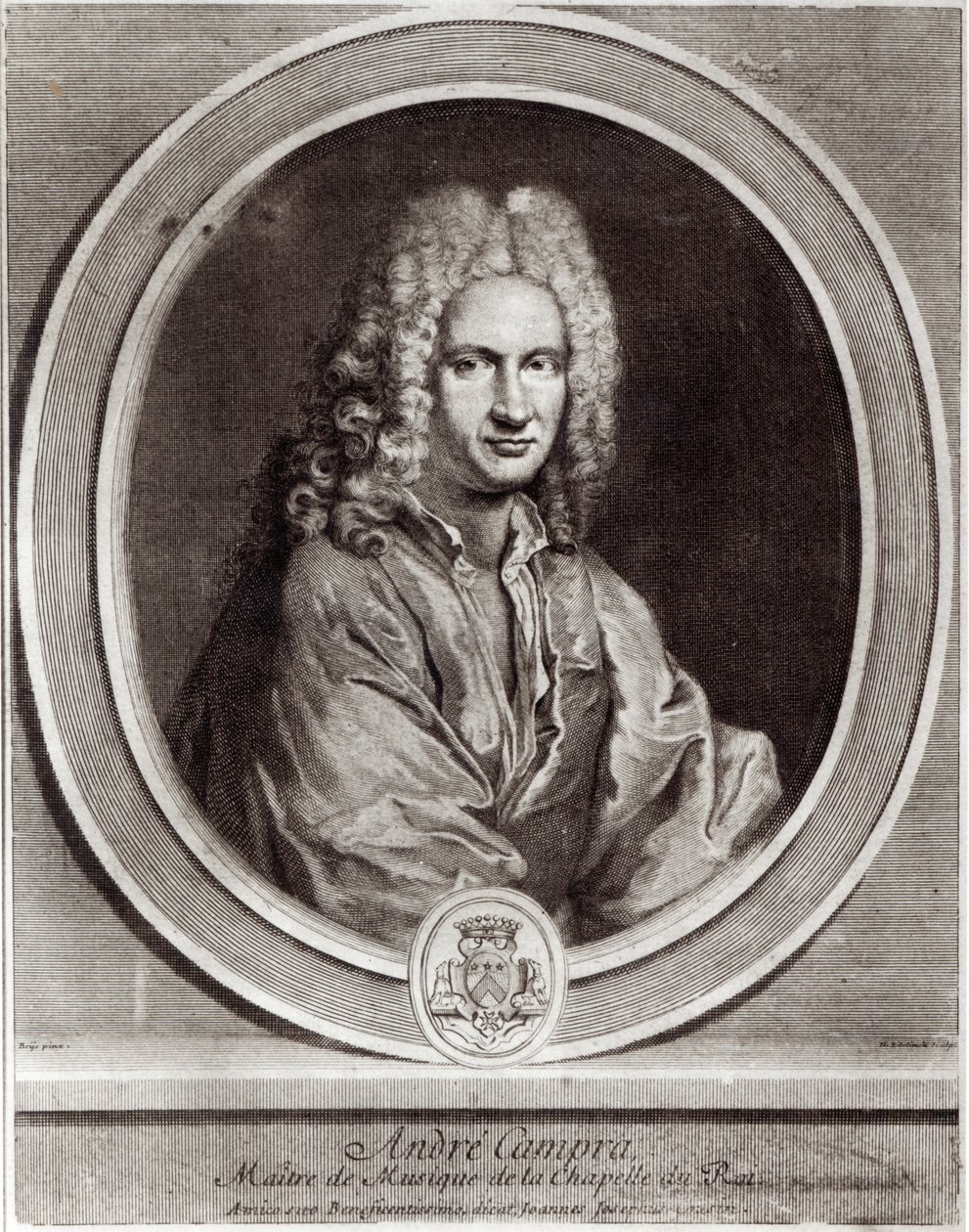 Portret van Andre Campra (1660-1744) door Nicolas Etienne Edelinck