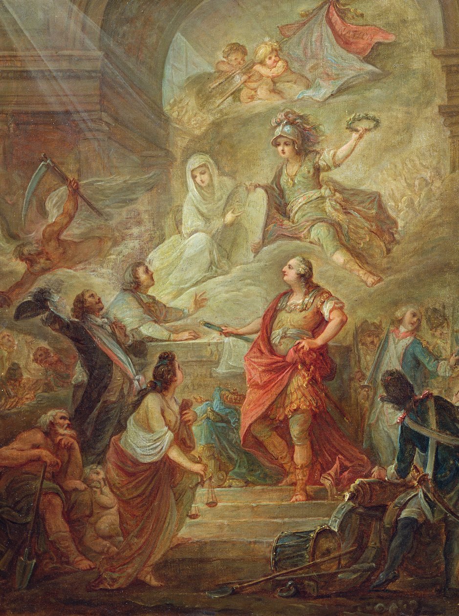 Lodewijk XVI (1754-93) zweert trouw aan de grondwet op het altaar van het vaderland door Nicolas Guy Brenet