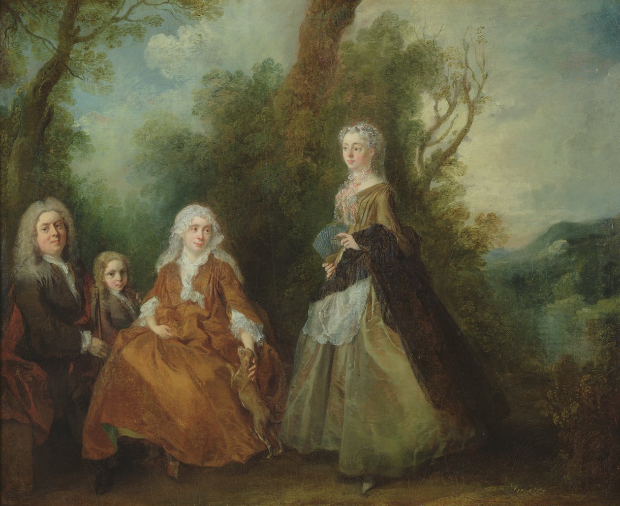 Familie in een Park door Nicolas Lancret