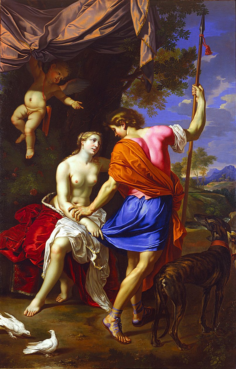 Venus en Adonis door Nicolas Mignard