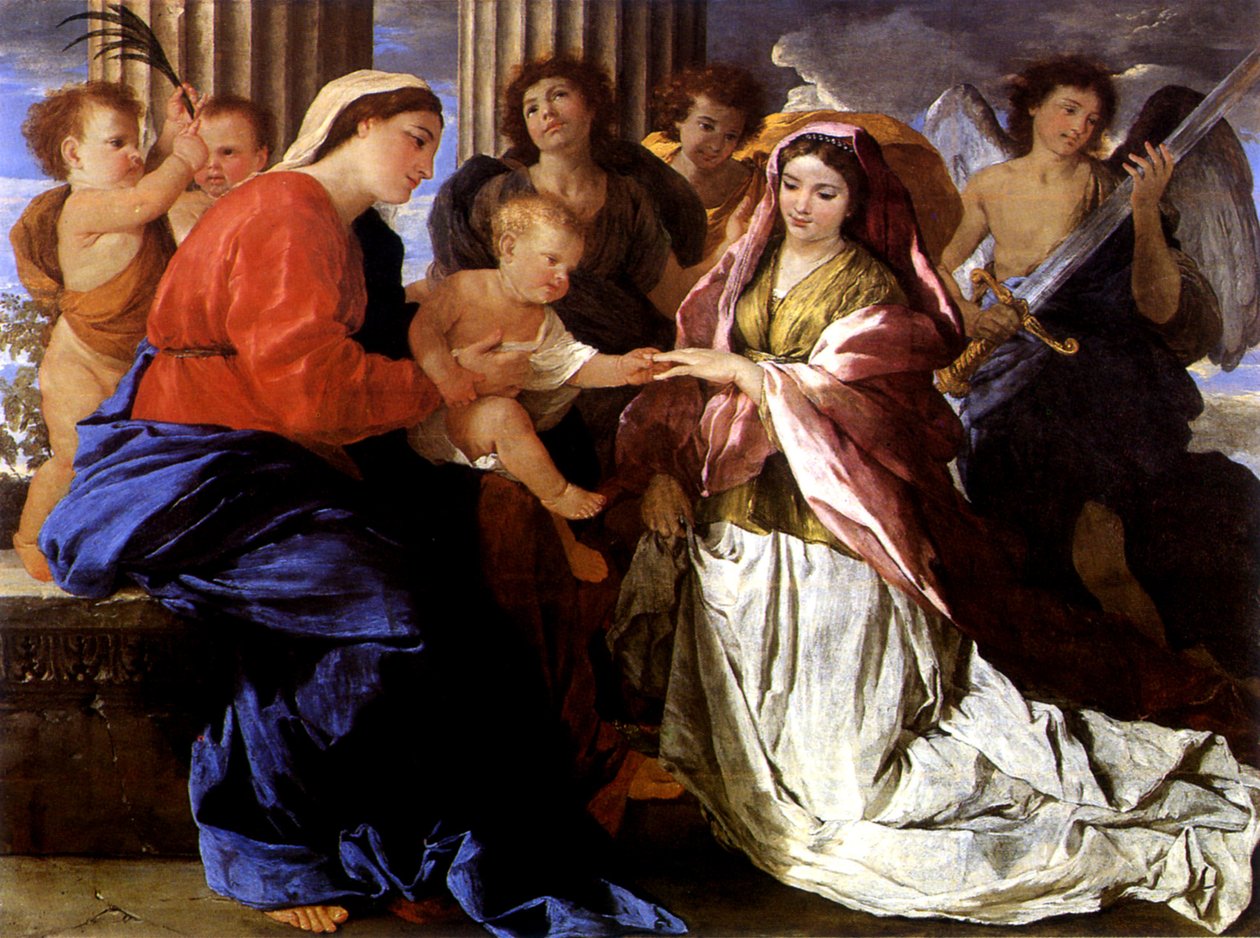 Mystiek huwelijk van Sint Catharina door Nicolas Poussin