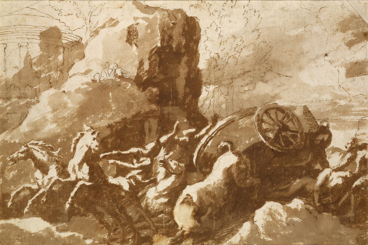 De dood van Hippolytus door Nicolas Poussin