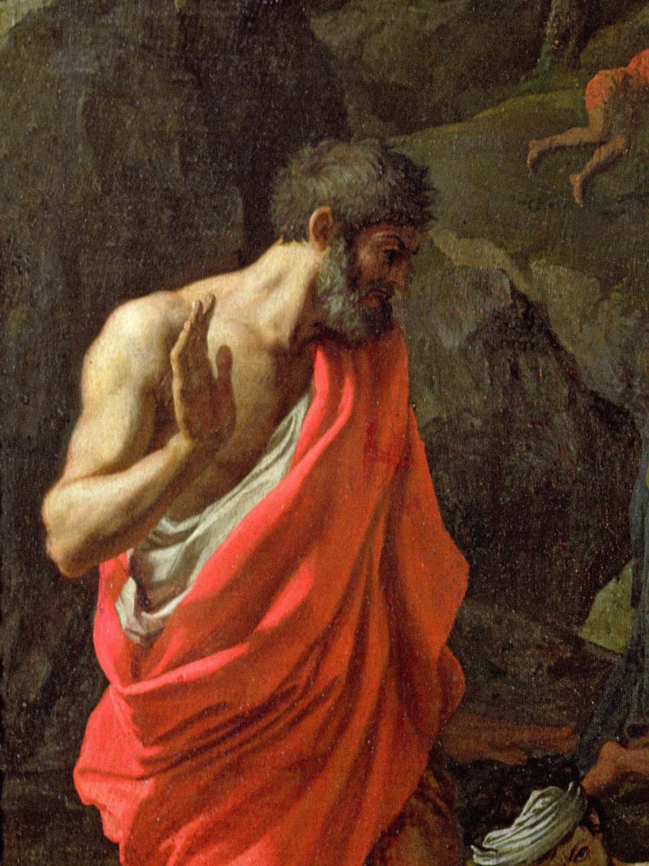 Het Verzamelen van Manna (detail) door Nicolas Poussin