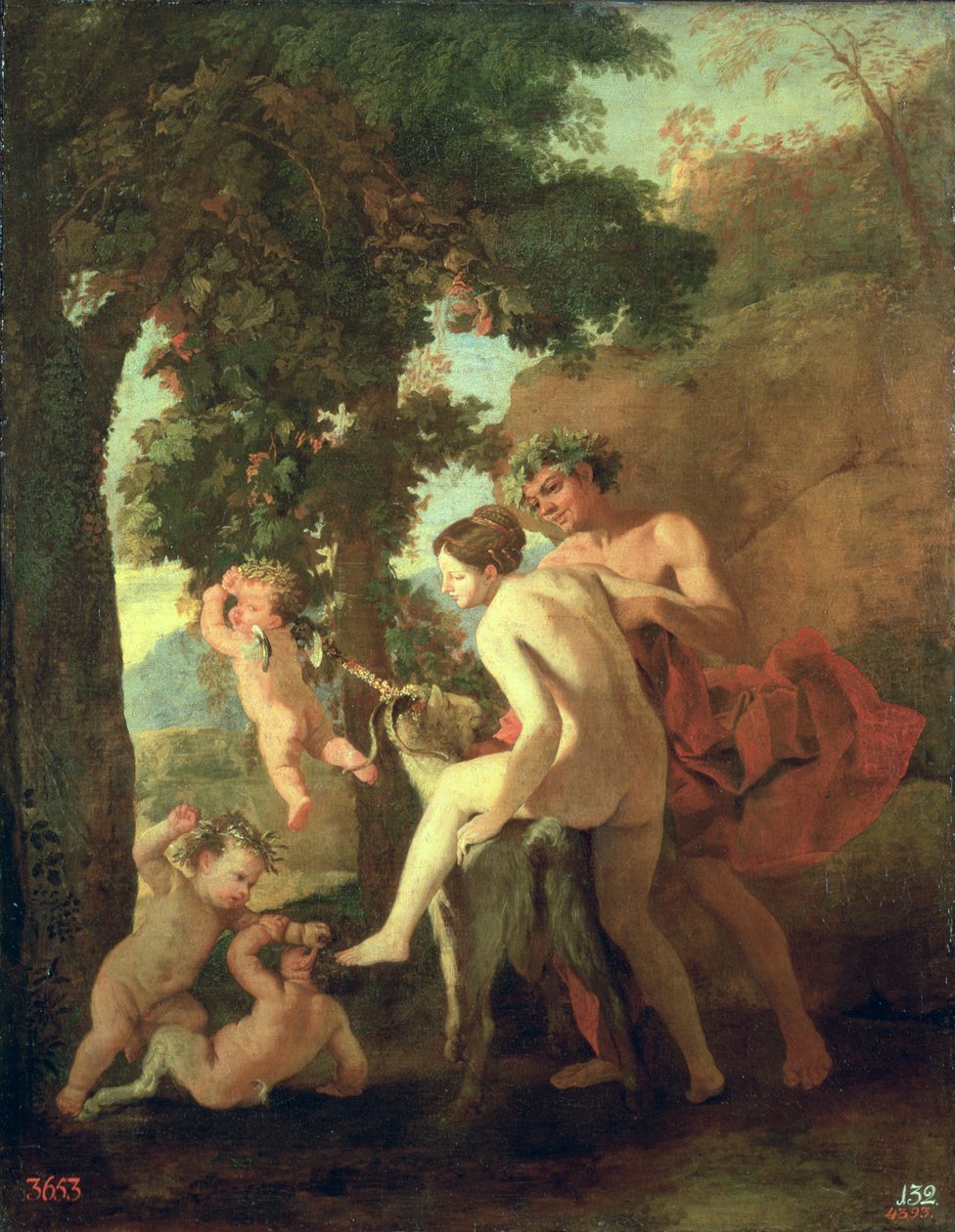 Venus, Faun en Putti door Nicolas Poussin
