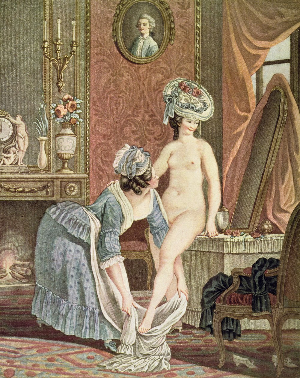 La Toilette, gravure door Louis Marin Bonnet door Nicolas Rene Jollain