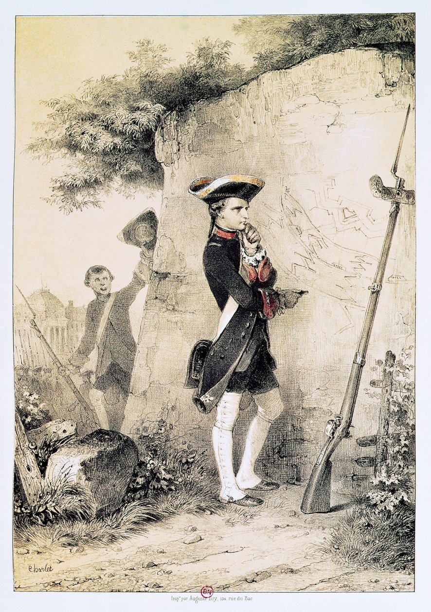 Napoleon I (1769-1821) op de militaire school in 1783, illustratie uit 