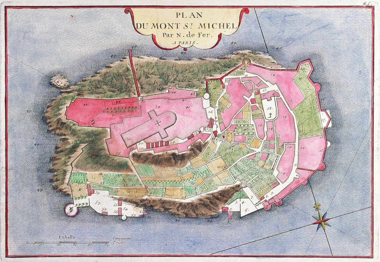 Plan van Mont Saint-Michel, 1703 door Nicolas de Fer