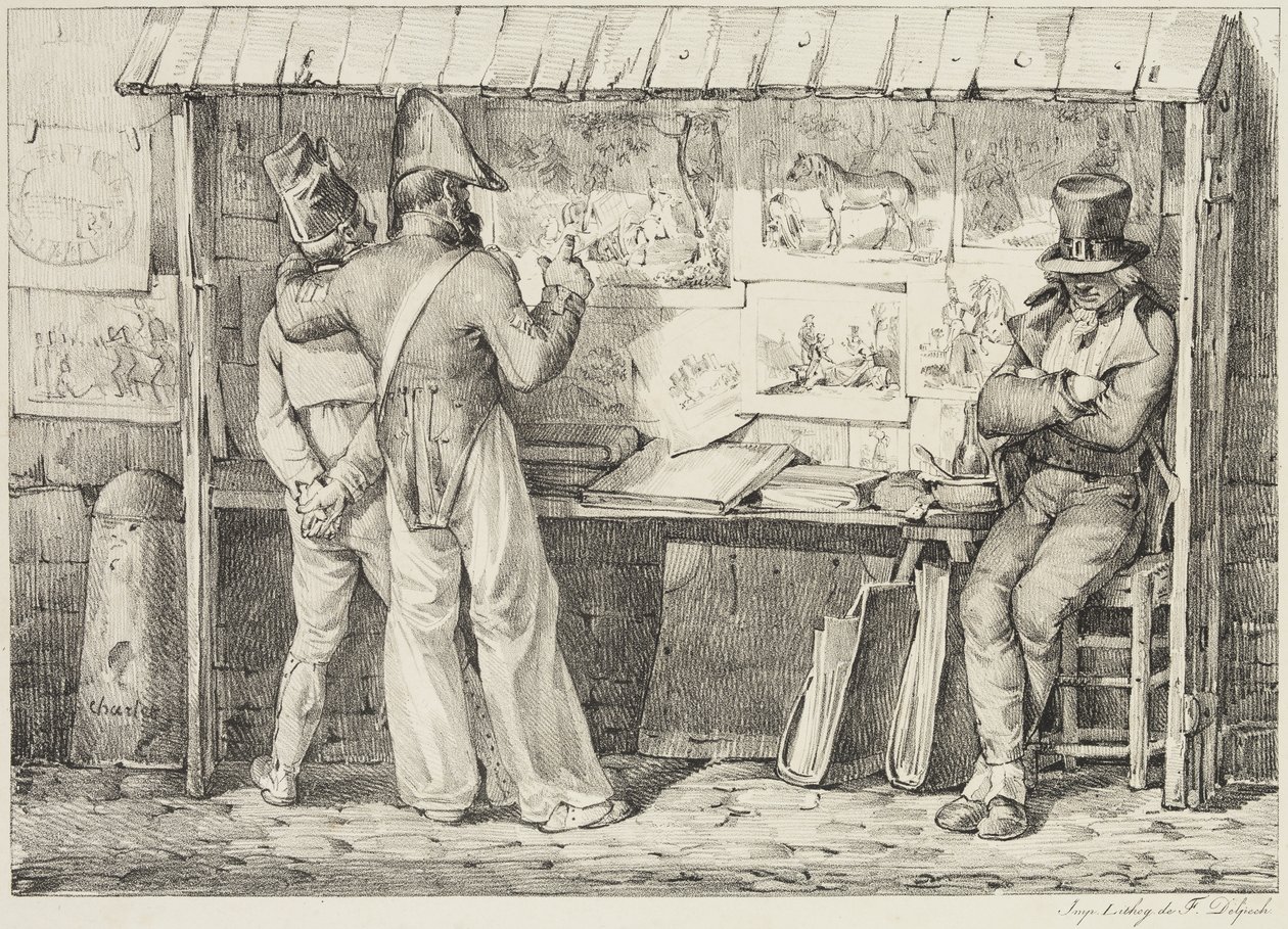 Le marchand de dessins lithographiques, tussen 1818 en 1819 door Nicolas Toussaint Charlet