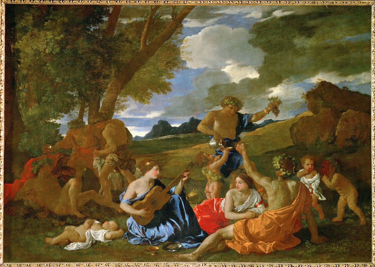 Le Grand Bacchanal ... door Nicolas (attr.to) Poussin