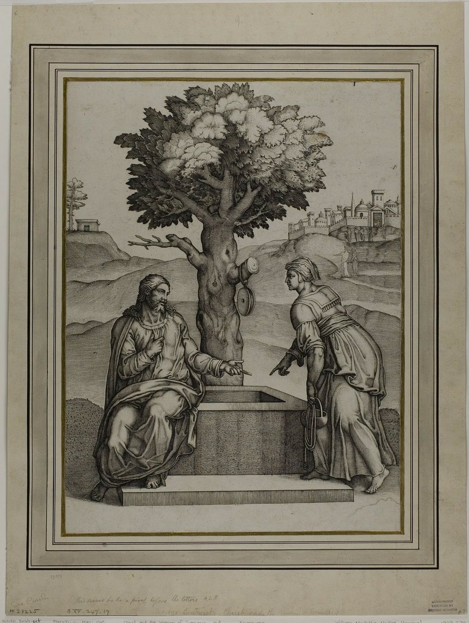 Christus en de vrouw van Samaria door Nicolas Beatrizet
