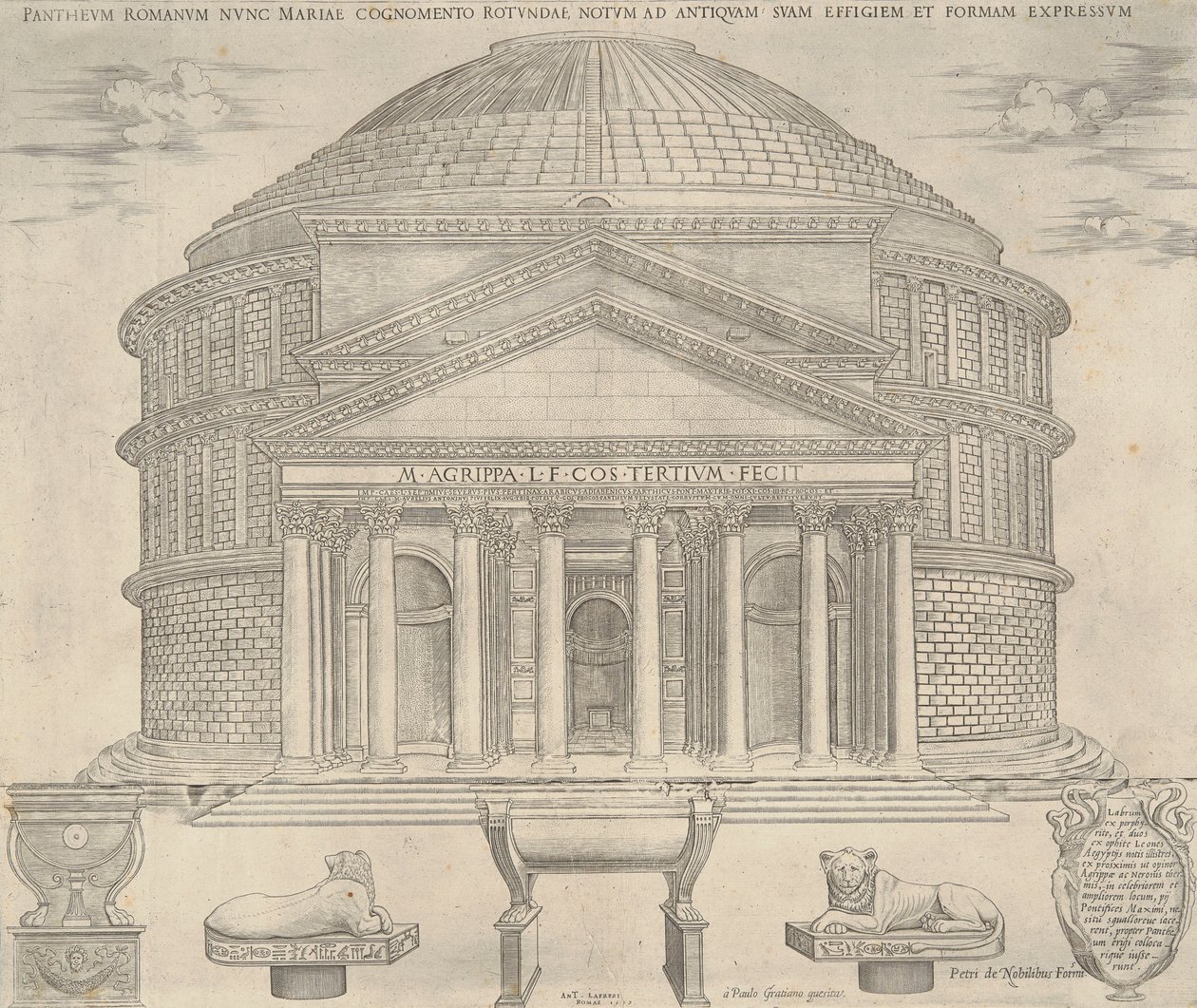 Pantheum Romanum nunc Mariae Cognomento door Nicolas Beatrizet