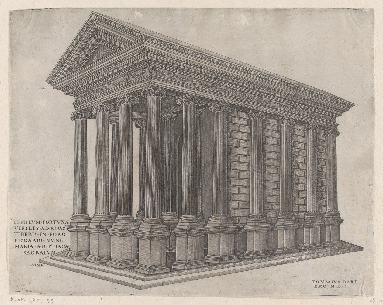 Tempel van Fortuna, Rome door Nicolas Beatrizet