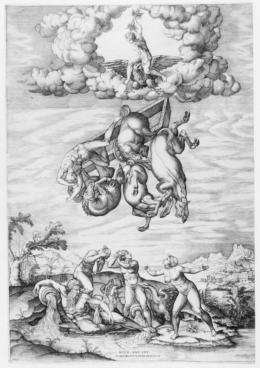De val van Phaeton door Nicolas Beatrizet